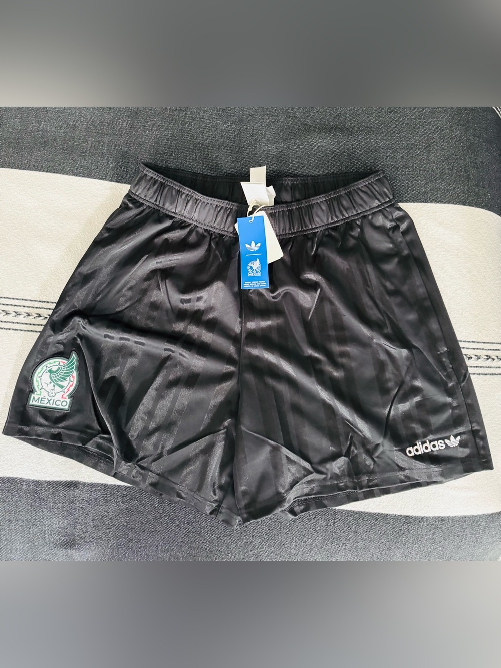 adidas Menโs Black Mexico Athletic Shorts with Logo Patch size L